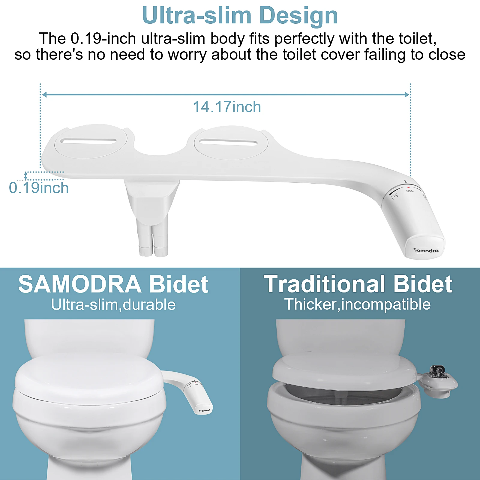 samodra rightleft hand toitet bidet sprayer non electric dual nozzle bidet toilet seat hygienic shower for bathroom accessories free global shipping