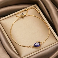 classic water drop shape bracelet for women geometry multicolor shiny zircon adjustable bangles charm jewelry gift wholesale