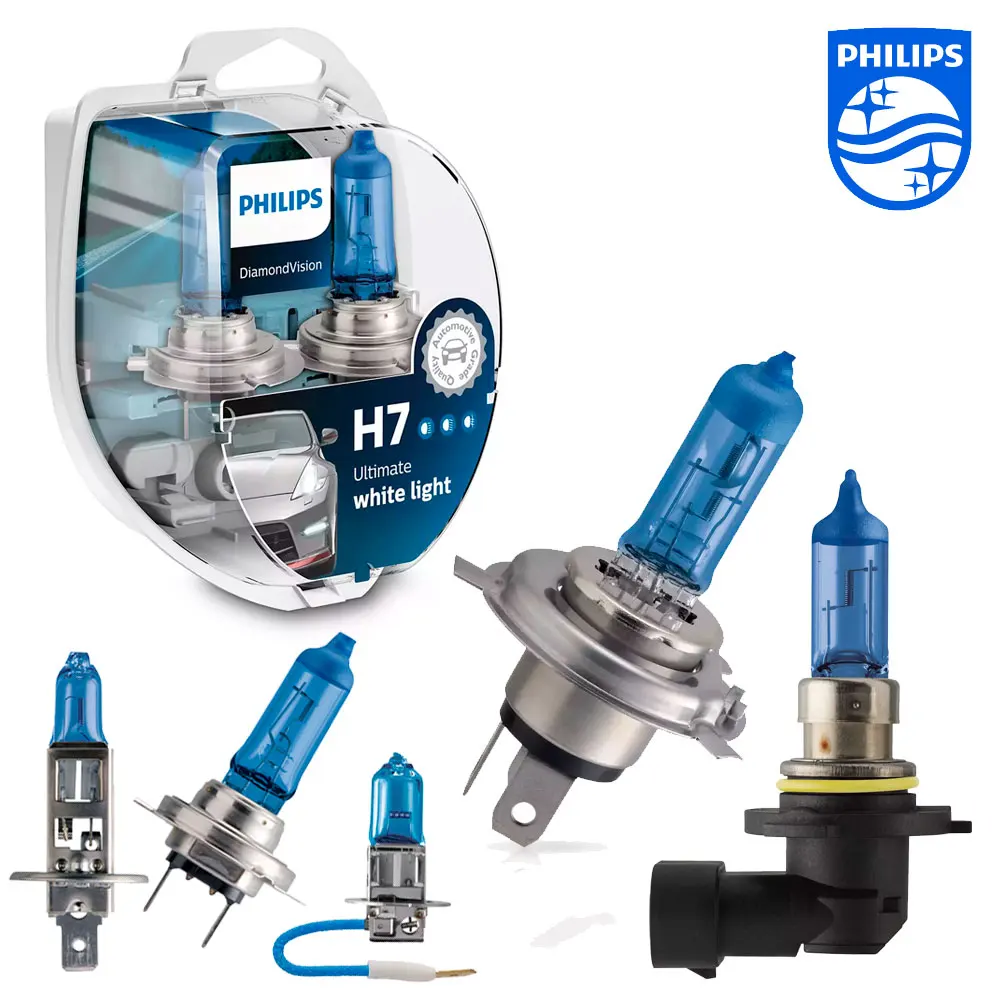 Автомобильная лампа H1 H4 H7 H3 HB4 Philips Diamond Vision (5000 K) (2 шт.) 12258DVS2 12336DVS2 12342DVS2 12972DVS2|Лампы
