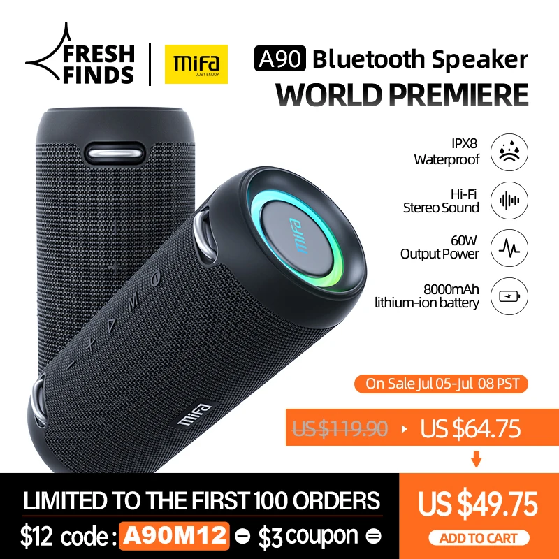 Mifa A90 Bluetooth динамик 60 Вт Выходная мощность Bluetooth динамик с класса D усилитель отличные басы перформация Hifi динамик