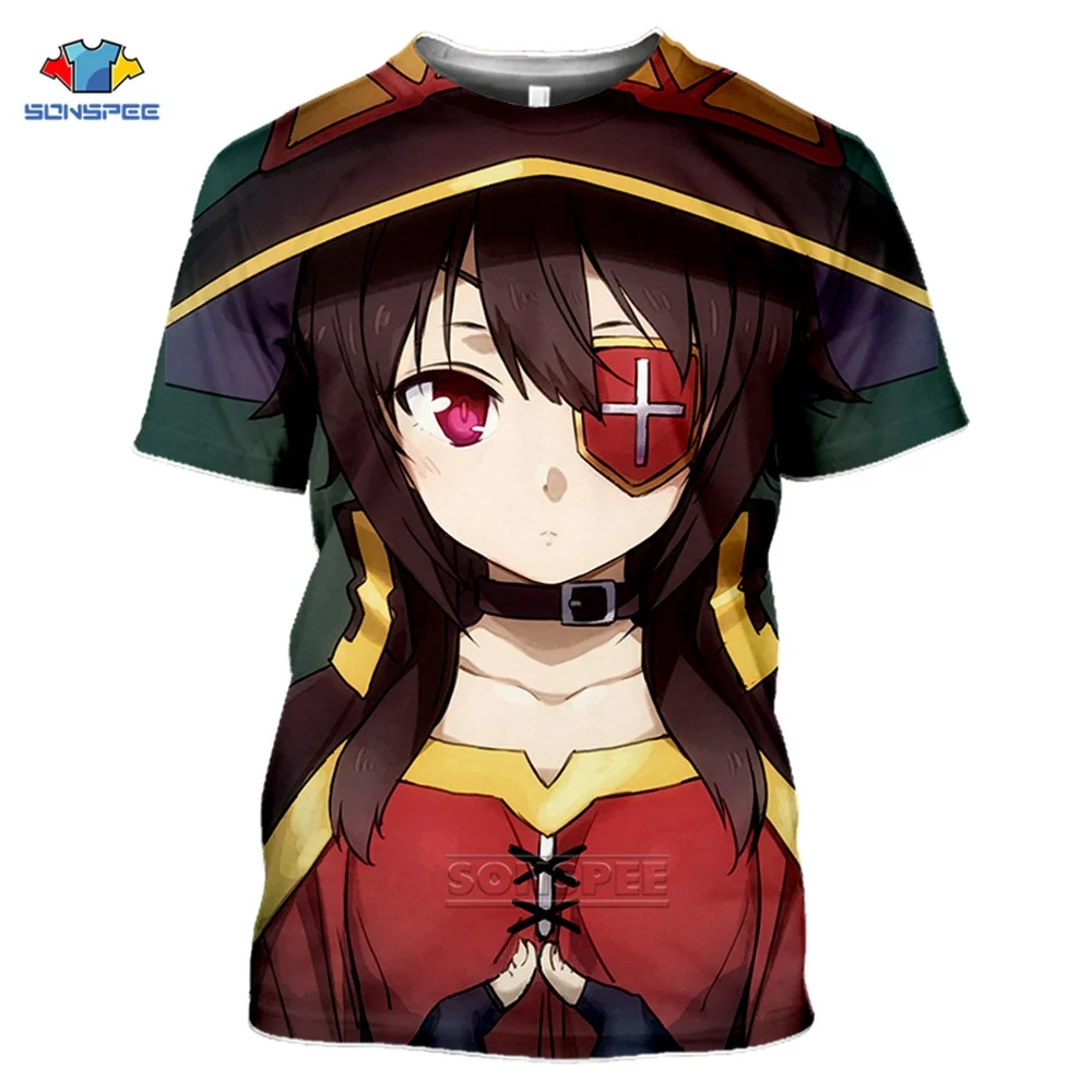 

Megumin Konosuba Halloween Crewneck T-Shirt 3D Print Summer Anime Hipster Harajuku Oversized T Shirts Men Women Clothing H47