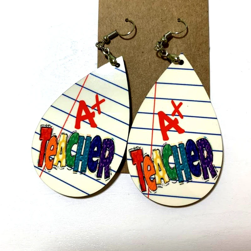 A + серьги для учителя ABC школьный дизайн слеза искусственная кожа подарок искусственный