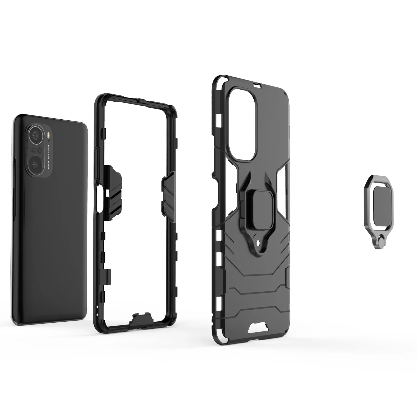 Case + Compatible hydrogel Protector for Xiaomi little F3 with 360 ° rotating ring magnetic hard shock resistant housing
