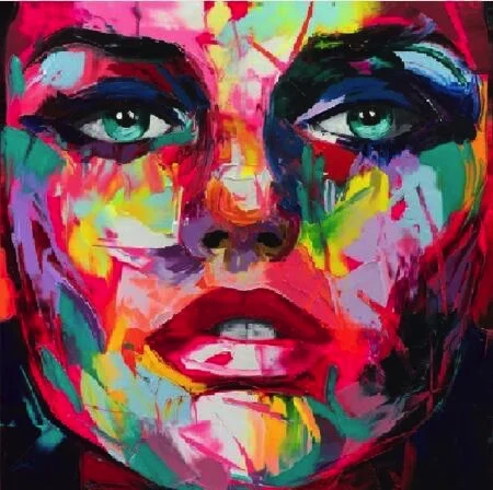 

Handmade Portrait Palette Knife Face Oil Painting Impasto Figure on Canvas Francoise Nielly Wall Art Painting for Home Decor