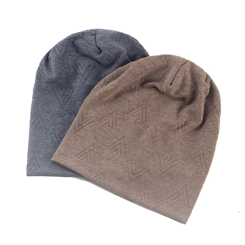 Шапка-бини с треугольным узором для мужчин и женщин однотонная мешковатая шапка