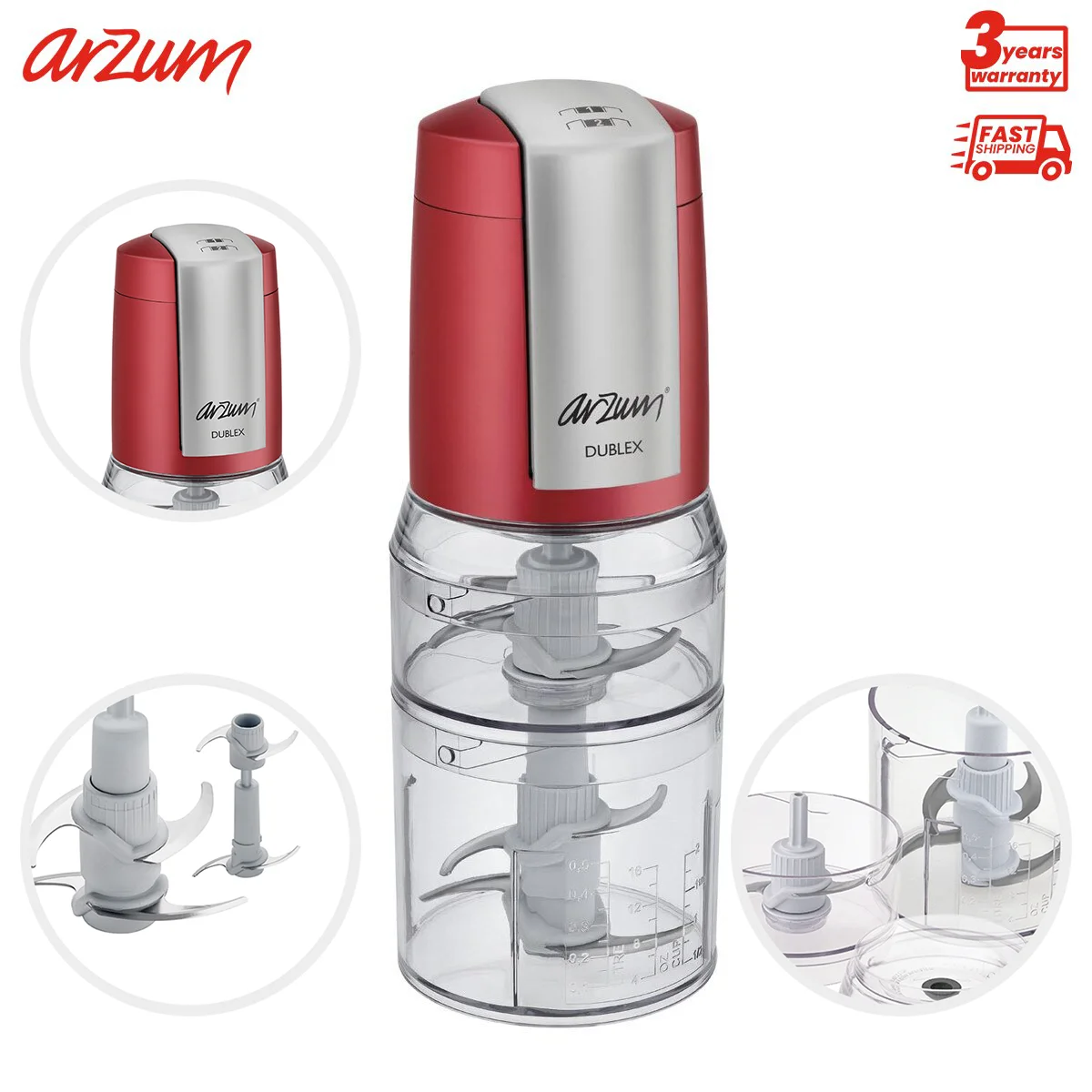 arzum duplex twin beam chopper electric kitchen appliances automatic double deck stainless steel chopping knives free global shipping