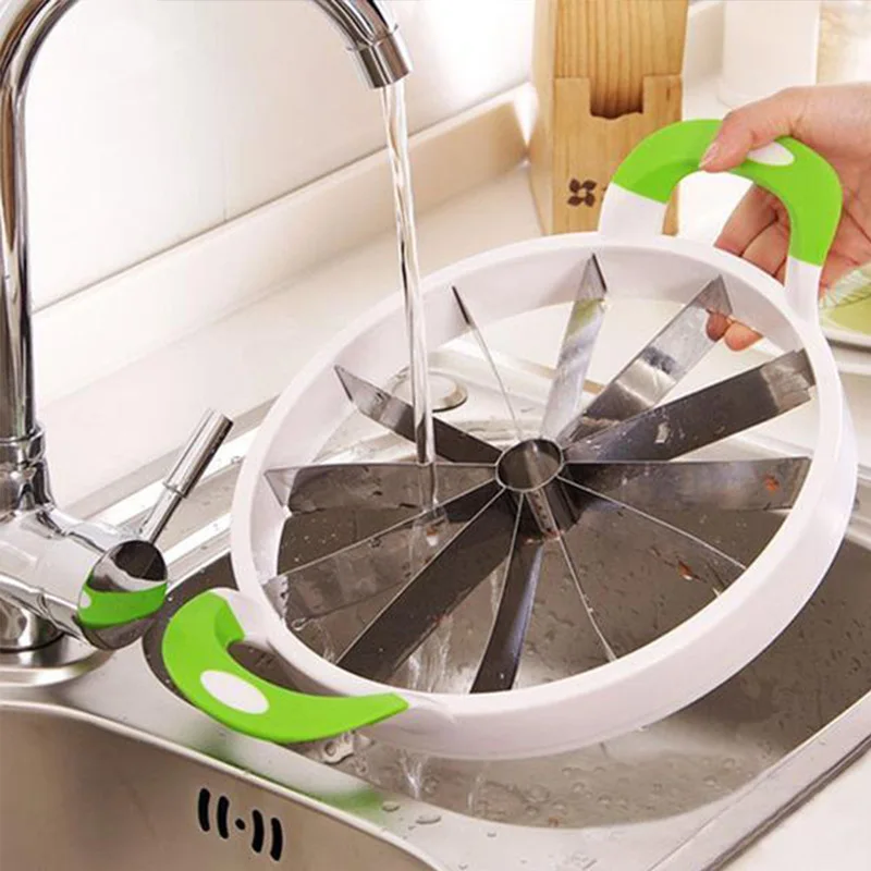 Rebanador de sand&iacute;a de acero inoxidable, cuchillo para cortar frutas y mel&oacute;n, herramientas de cocina pr&aacute;cticas creativas, env&iacute;o directo-4