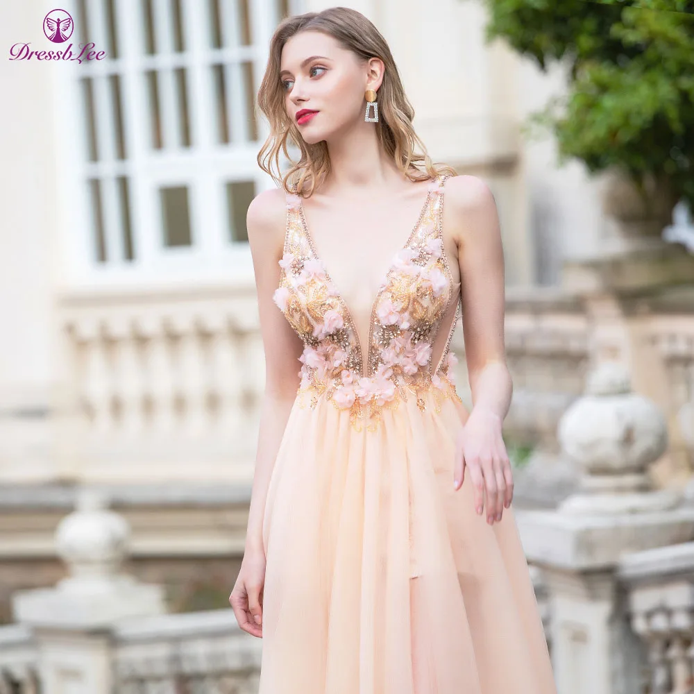 Новинка 2020 официальное вечернее платье длинное газовое с V-образным вырезом и