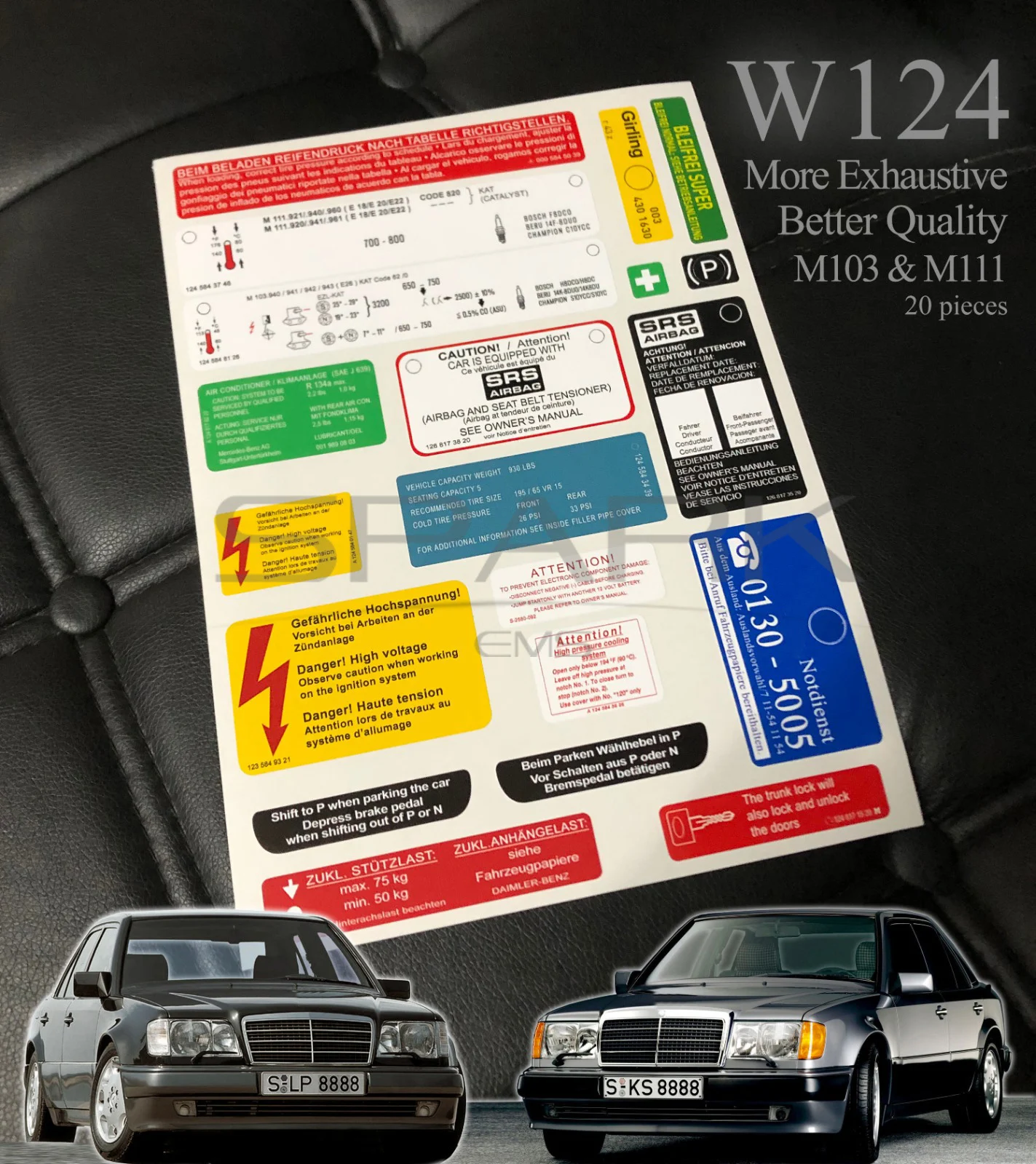 

W124 Decal Sticker Label Star Emblem For e200 e280 e300 e500 300d 250d 200d 300e Decal Sticker Label Set