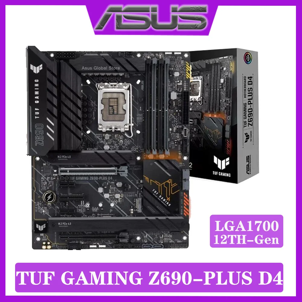

LGA1700 Asus TUF GAMING Z690-PLUS D4 Motherboard DDR4 128GB 5333MHz PCI-E 5.0 Intel 12th-Gen CPU Z690 Gaming Placa-mãe 1700 New