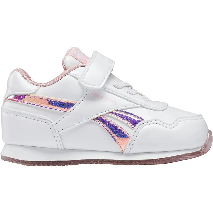 Кроссовки REEBOK ROAYL CLJOG 3,0 1 в, для девушек, белый цвет с  металлическими розовыми полосками, на липучке - купить по выгодной цене |  AliExpress