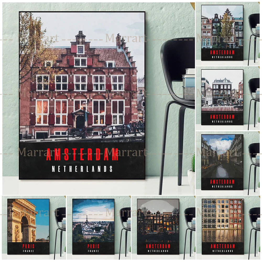

San Francisco,Paris And Amsterdam Vintage Art Poster Prints City Travel Landscape And Architecture Retro Wall Art Home Decor