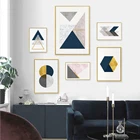 Абстрактная Геометрическая мраморная Золотая Картина на холсте плакат и принты настенные картины галерея для гостиной интерьер домашний декор