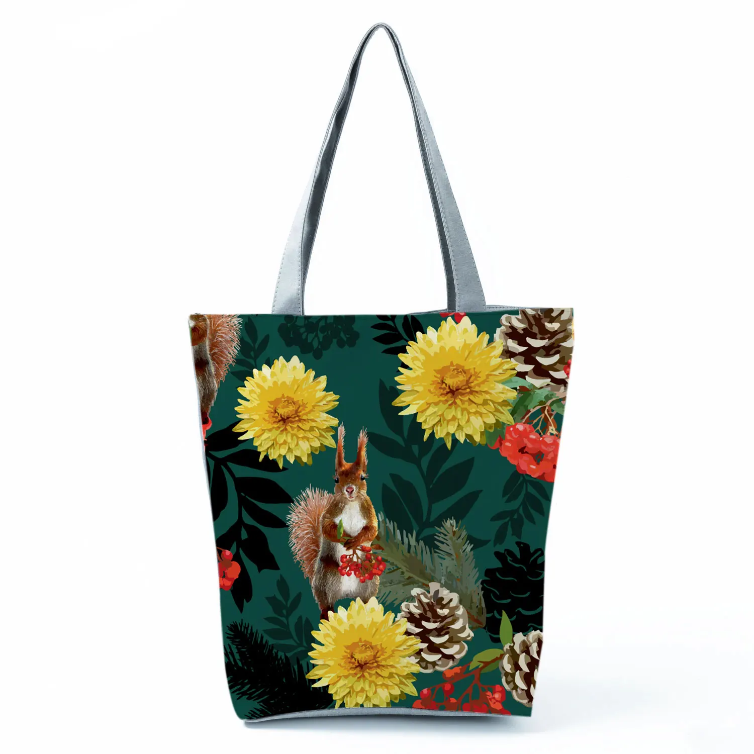 

Chrysanthemum Squirrel Printed Shoulder Bag Fashion All-Match Women's Bag Practical Shopping Bag High Capacity Portable Handbags