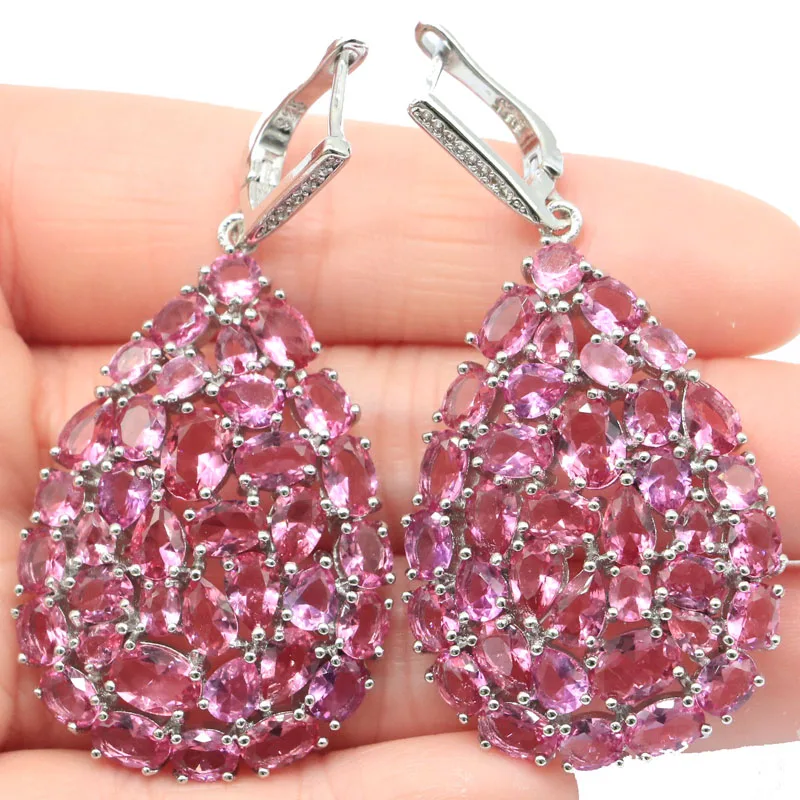 Большие серьги из серебра и турмалина 55 х33 мм 19 г|925 silver earrings|silver wedding earringswedding earrings