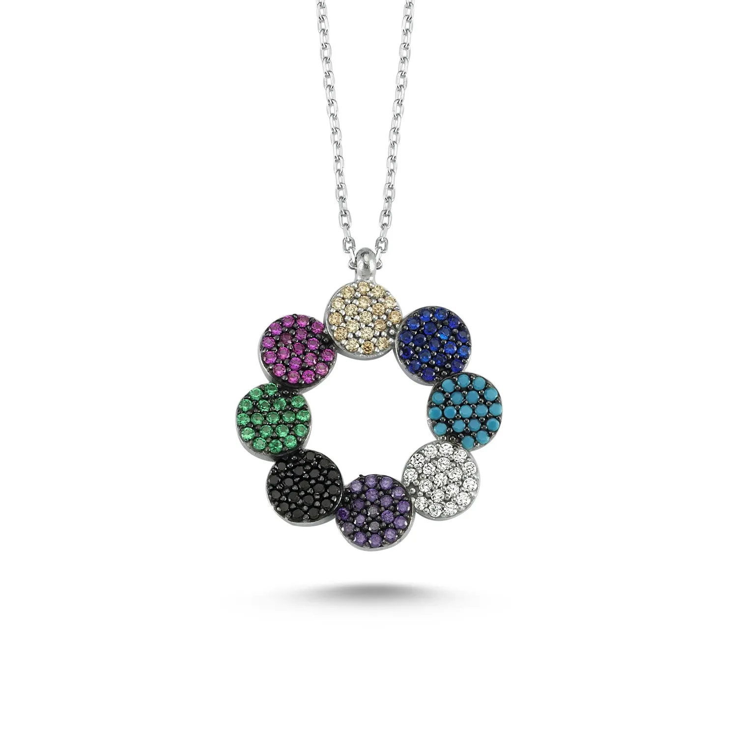 Collier en argent Sterling 925 pour femmes, pendentif avec fleurs colorées en pierre de Zircon, bijou précieux, élégant, chaîne de luxe, Cool, cadeau d'anniversaire