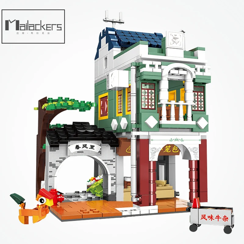 

Creative City buildings street view architecture Qilou Spring Breeze Model Building Blocks Creator Toys for Children Gifts