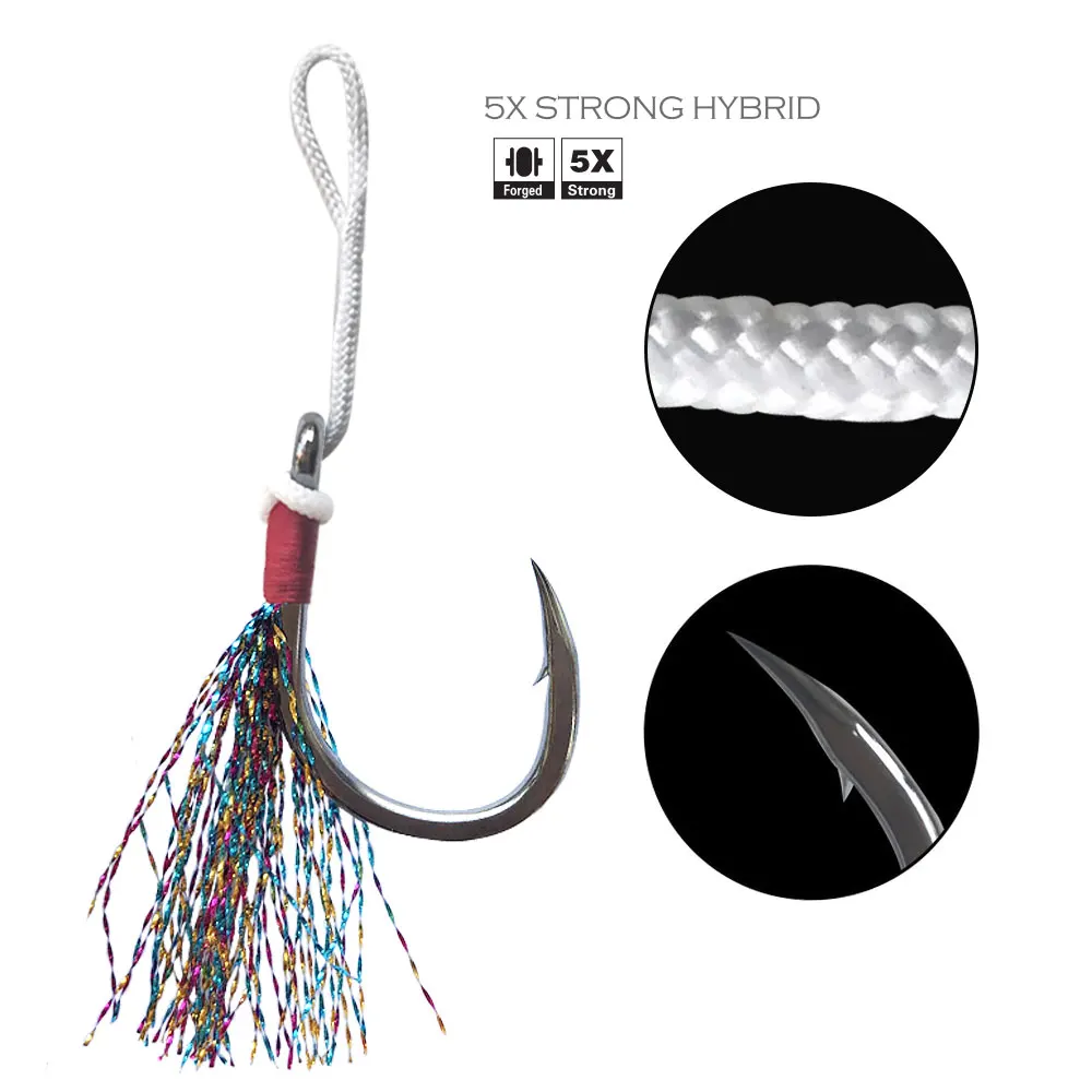Jigs Hooks Stainless Skirts 5X BKK Fishing Hooks Slow Fast Jigging Strong Strength Carbon Hooks Fishing Accessories Lure Hooks enlarge