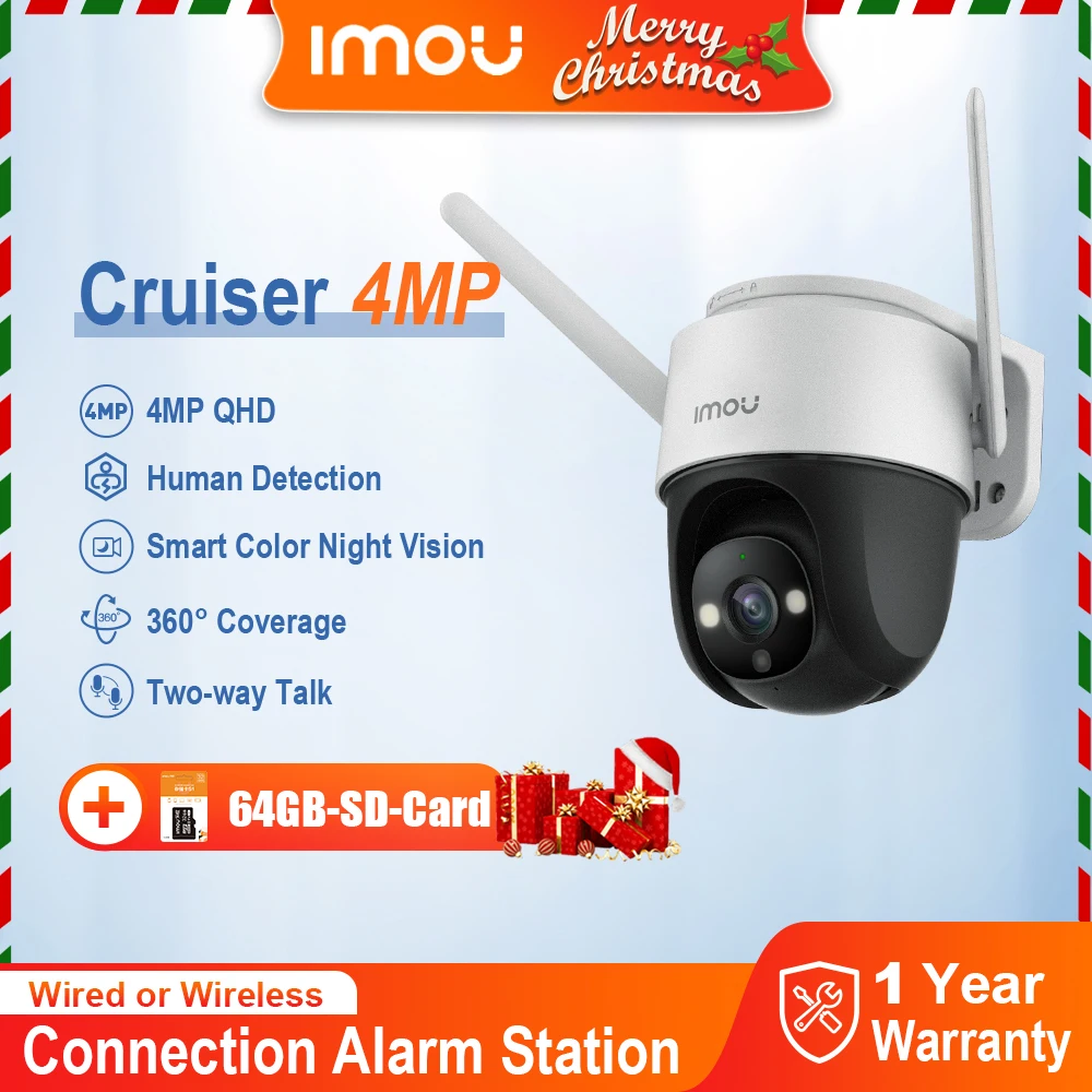 

imou Cruiser 4MP Wi-Fi Camera Dual Antenna Outdoor Weatherproof Audio Recording Camera H.265 AI Human Detection Camera
