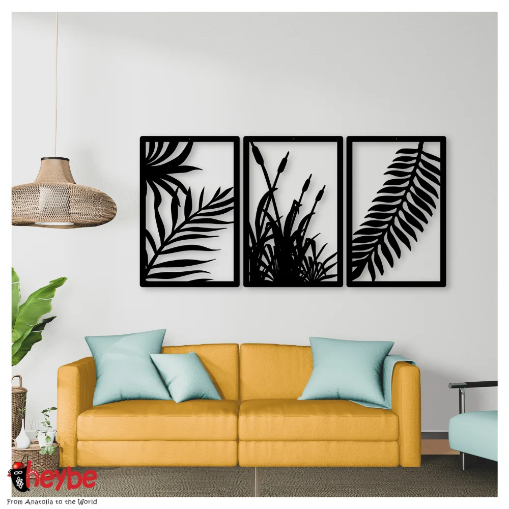 Деревянный Овальный Край Тройной Лист Настенное Художественное Оформление