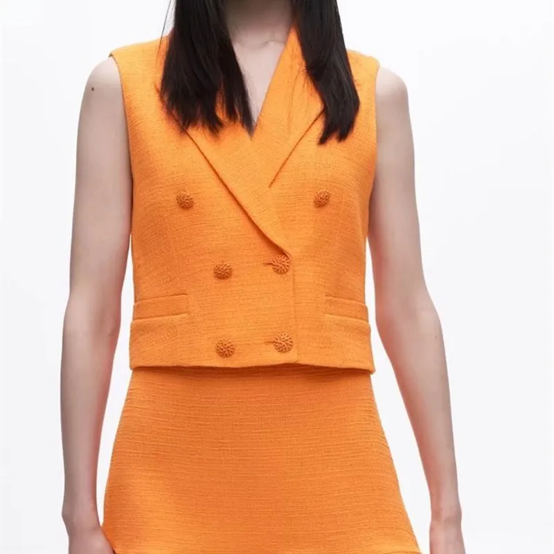 

Женский короткий топ без рукавов, однотонный текстурный короткий жилет, весна-лето 3162811