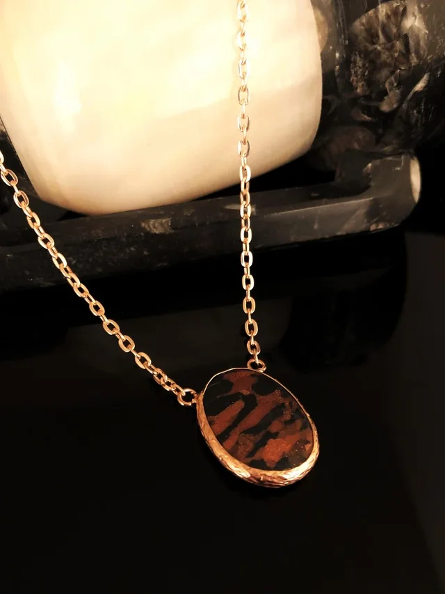 

Dr Stone Natural Stone Women Jasper Stone Rose Gold Plated Necklace KRB3 372868681