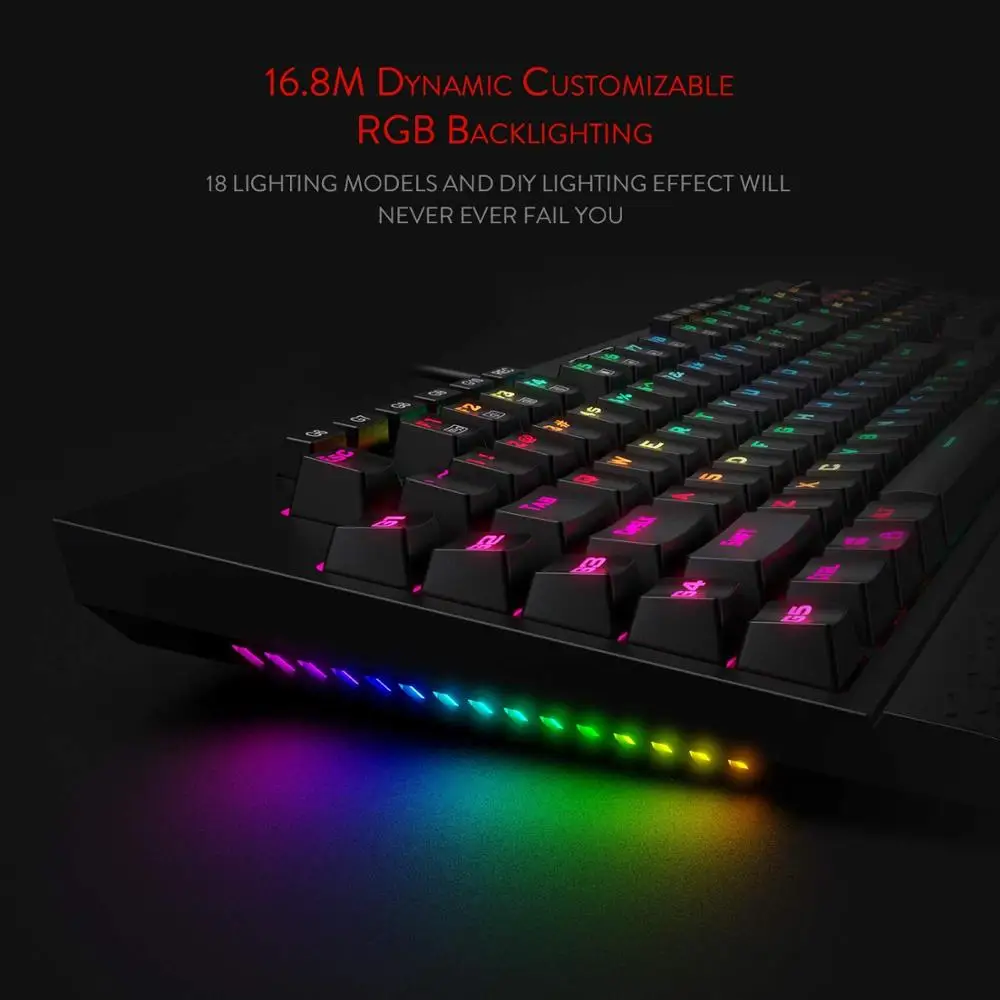 Redragon K586-PRO, цветная(RGB) Механическая игровая клавиатура, с тактильной и светло-розовым-Скорость с голубым оттенком, выключатели, 10 экстра большие клавиши