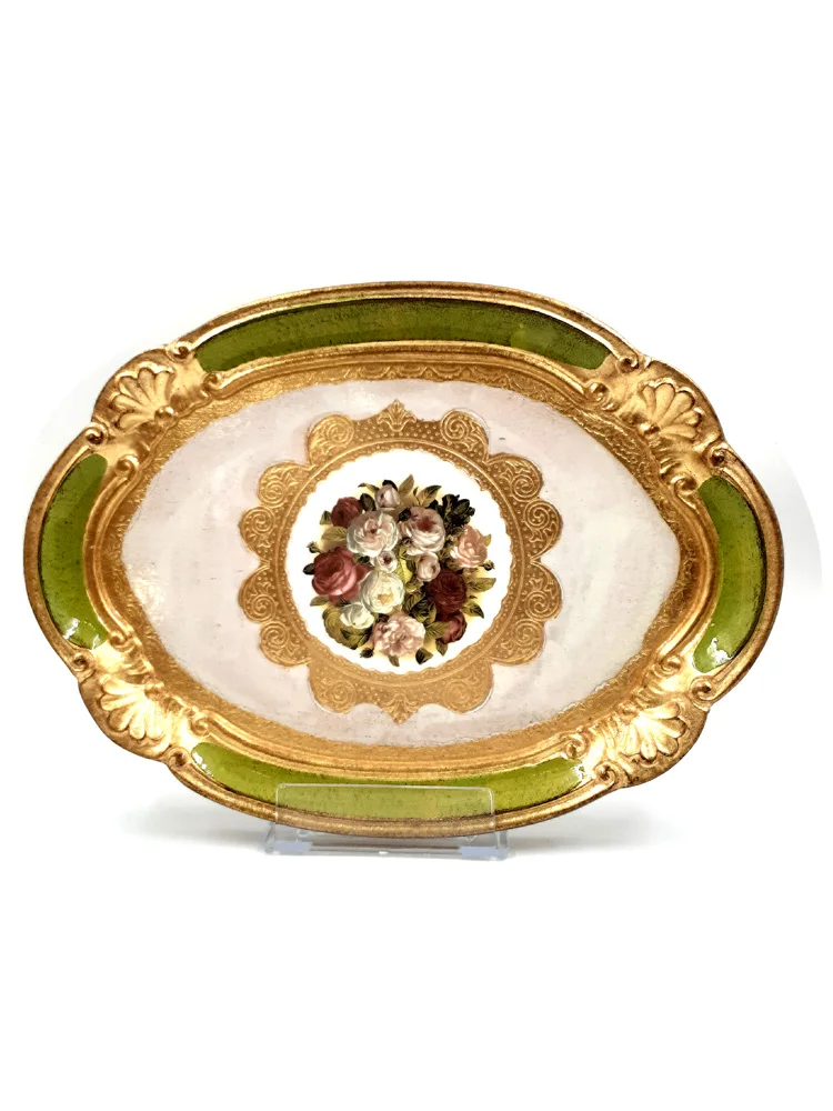 Деревянный поднос с розовым узором ручная работа подходит для помолвки и свадьбы