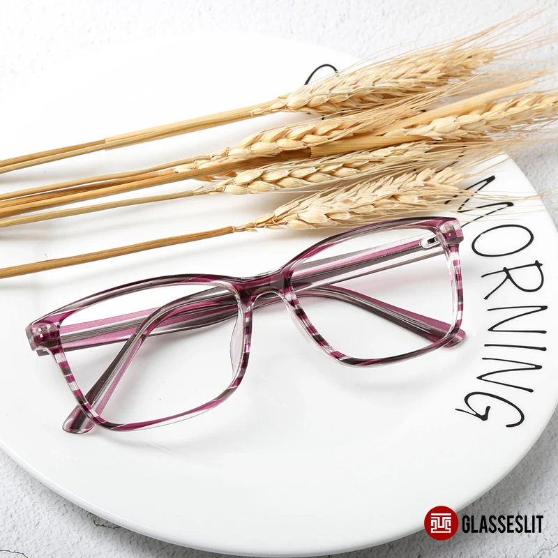 

Прямоугольная оправа для очков по рецепту Glasseslit, оптические очки унисекс, ацетатные очки с полным ободком, очки в полоску 200510
