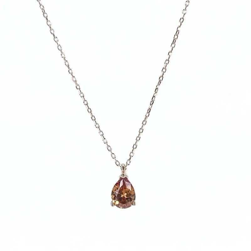 Крошечное капля цитрин серебряное ожерелье с драгоценными камнями от AliExpress WW