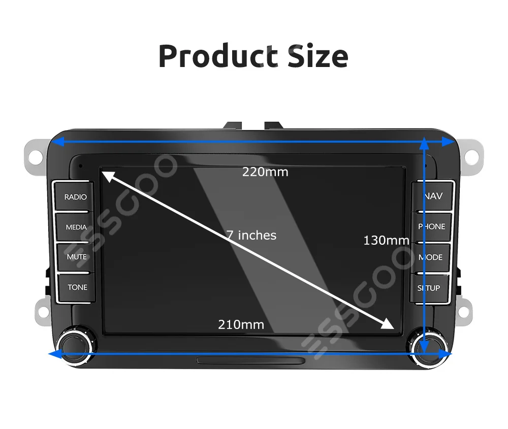 $86.70 ESSGOO Radio 2 din Android 9 Car Stereo 7 inch Autoradio Bluetooth GPS Navigation Multimedia Player For VW Volkswagen Skoda Seat