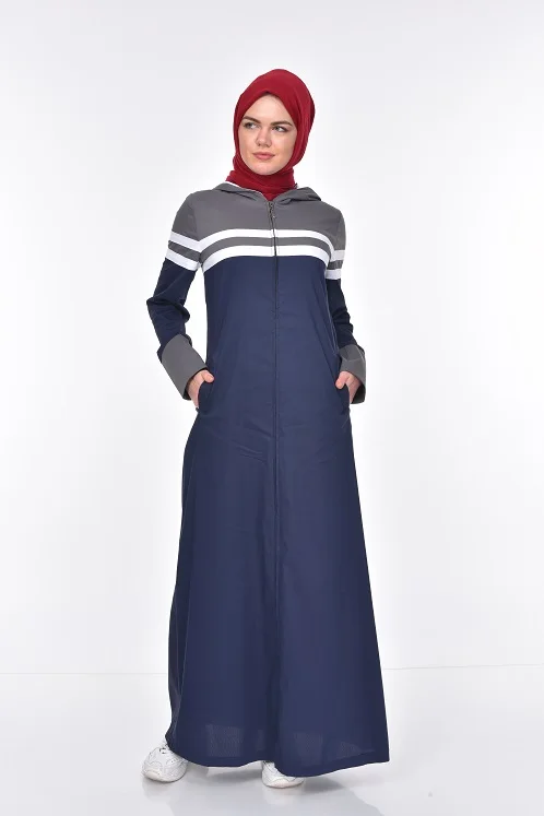 

Islamic Summer Coat Long from Turkey Dress by High Quality Cotton fabric Openable in front with zipper Turkish Clothing