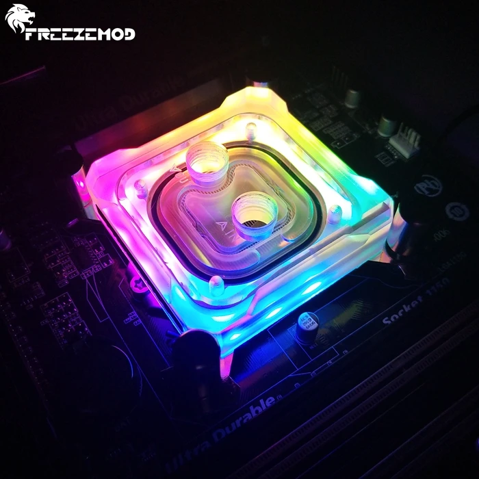 FREEZEMOD компьютер ЦП водяного охлаждения блок для INTEL LGA 1151 115X2011 5V 3pin RGB светильник медная пластина основания. INTEL-PK5E