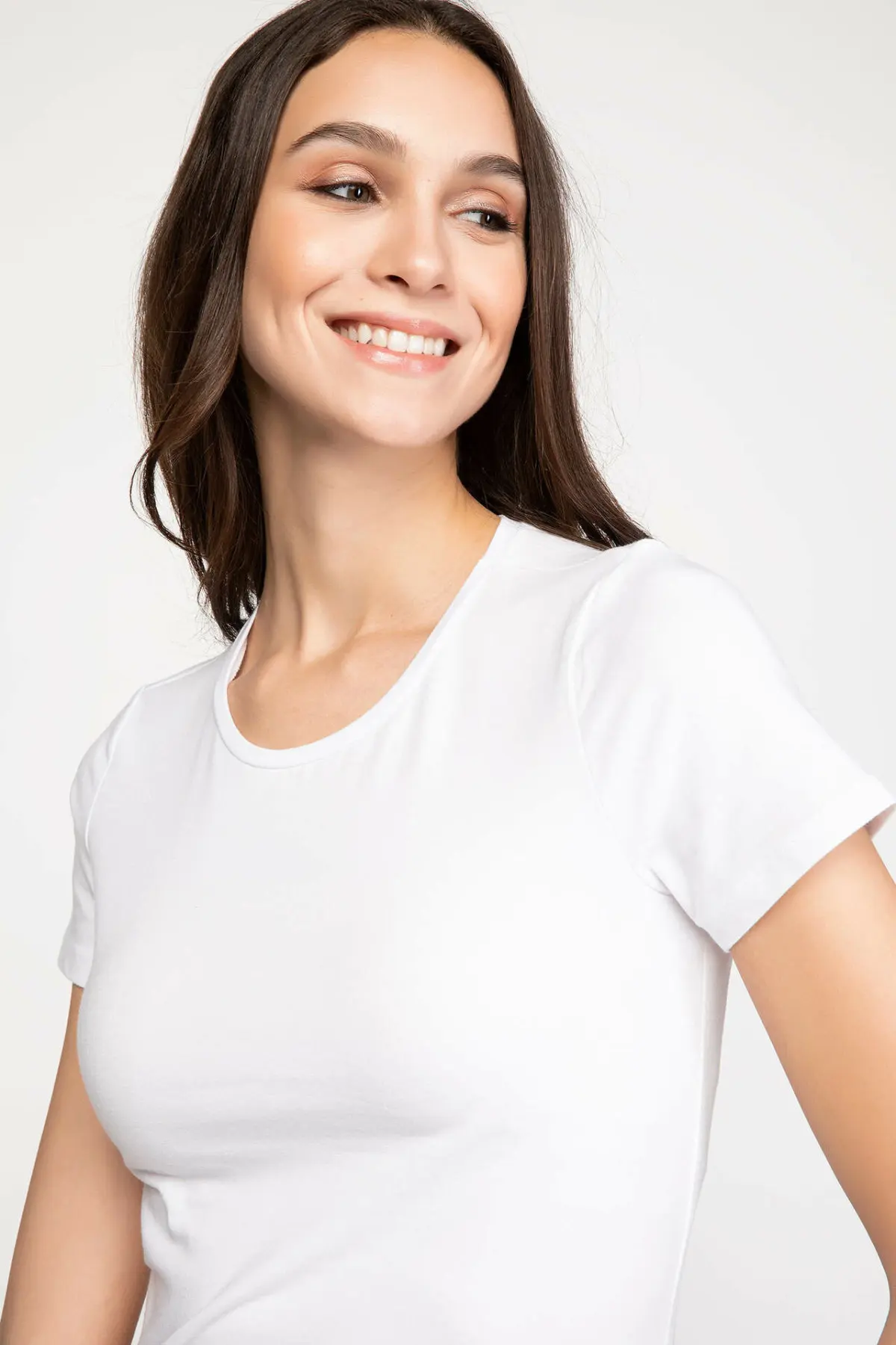 DeFacto Женская Повседневная футболка с коротким рукавом летняя классическая белая