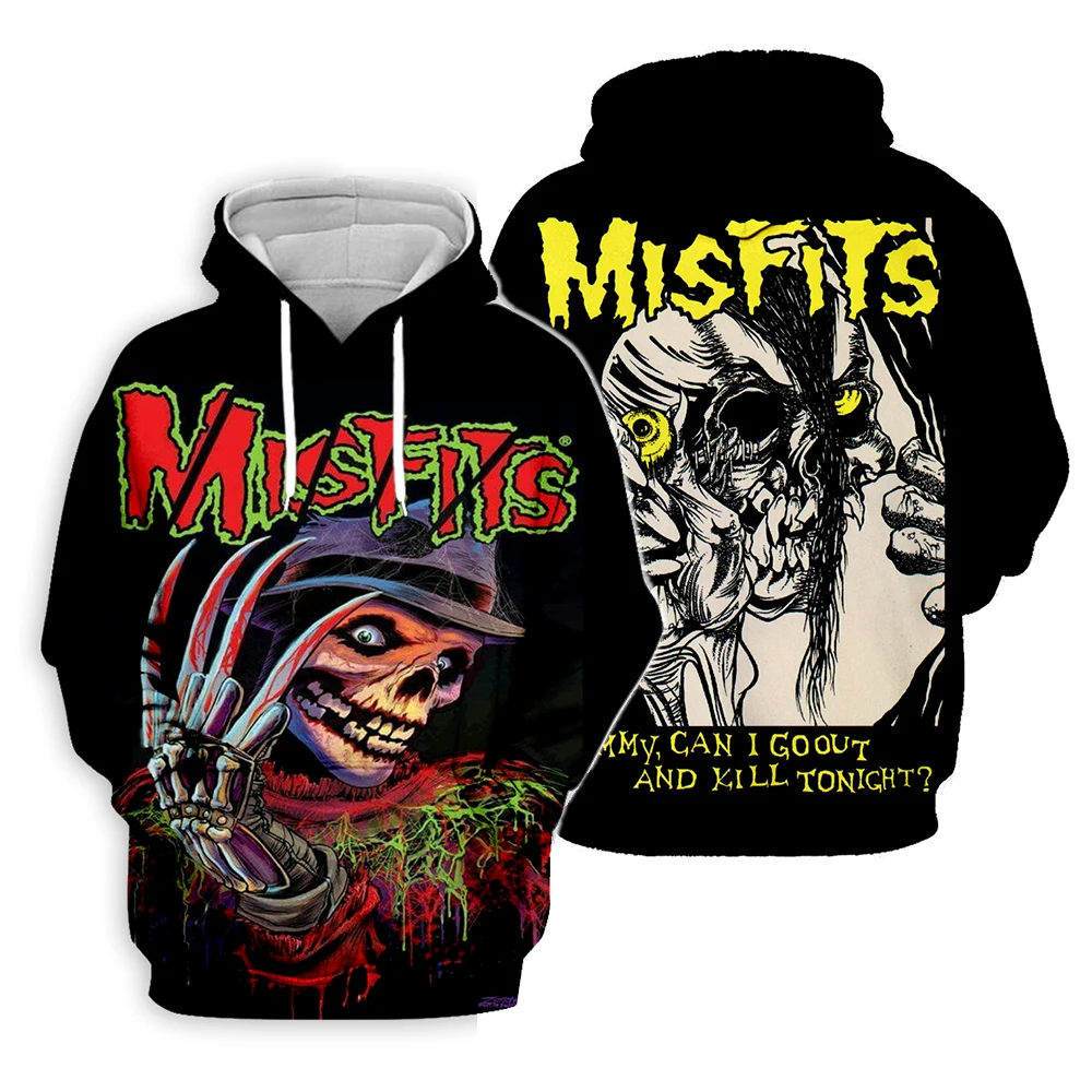 

Толстовка Misfits Мужская черная классическая, худи с 3D принтом, уличный пуловер унисекс, повседневный спортивный костюм, стиль 6