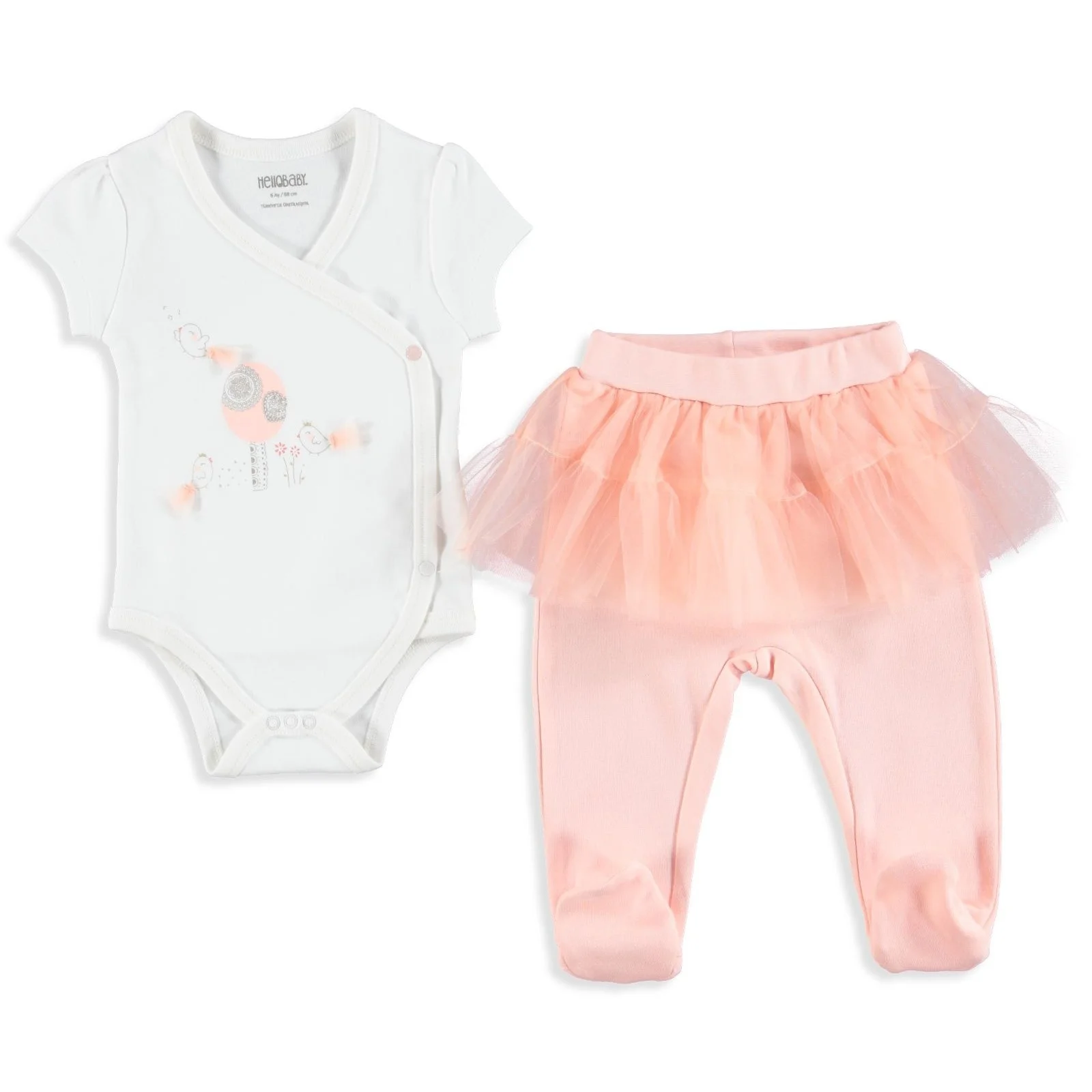 Ebebek HelloBaby/Боди для маленьких девочек с изображением птиц комплект со штанами| |