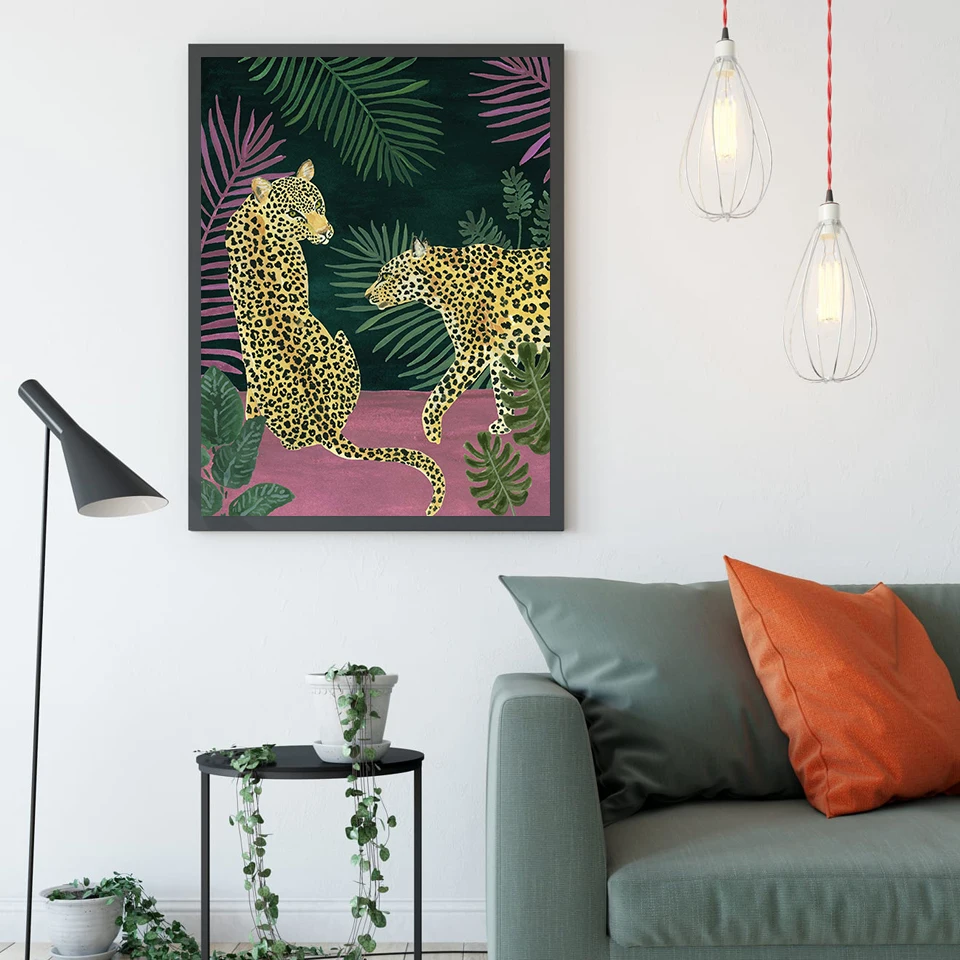 Картина на стену с изображением фламинго тропических джунглей | Дом и сад