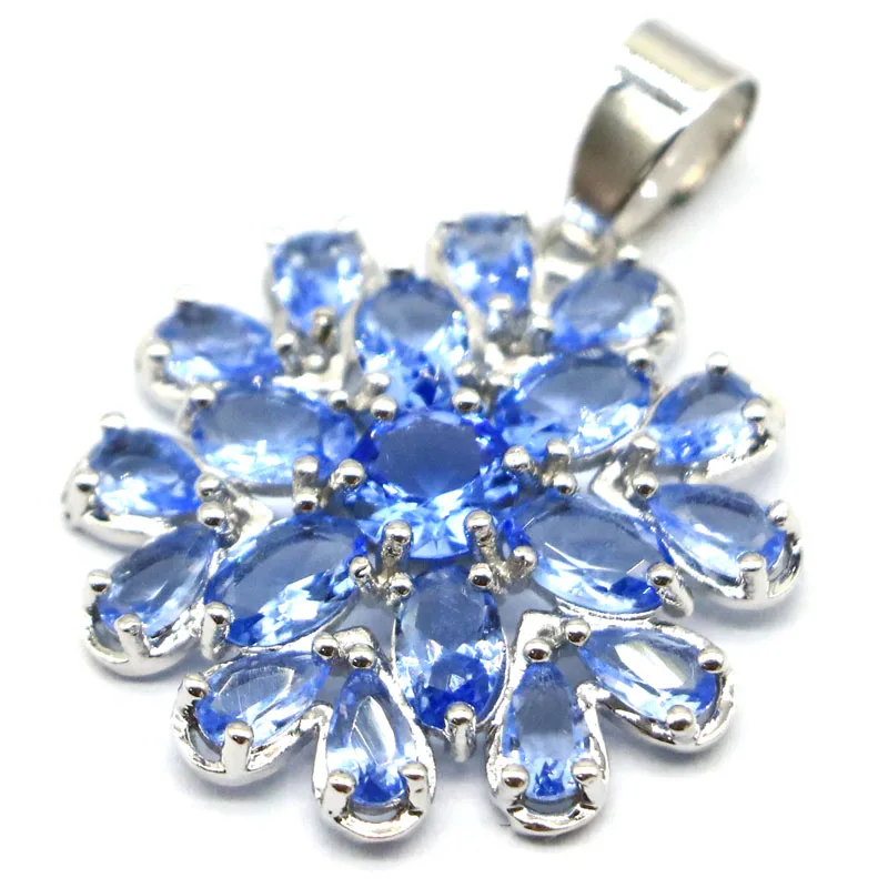 

34x25mm Beautiful Star Shape Created Pink Tourmaline Violet Tanzanite For Ladies Fine Jewelry Silver Pendant Eye Catching