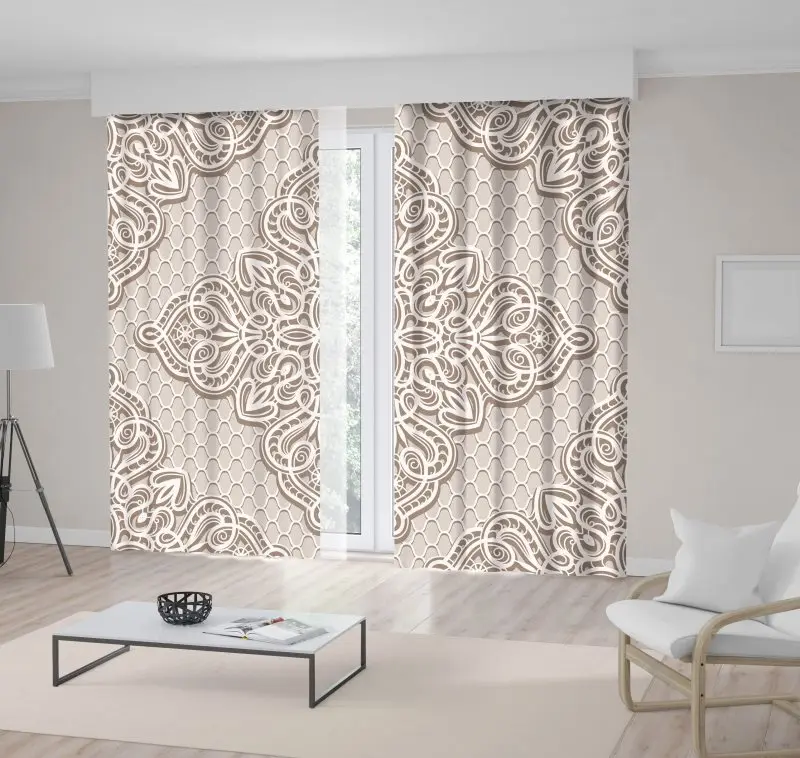 

Curtain Vintage Lace Pattern Ornament Embroidery Victorian Style Decorative Artwork Beige