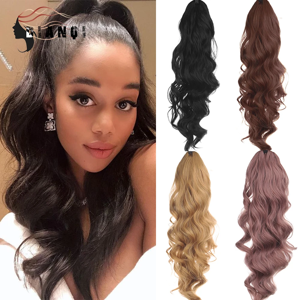 

DIANQI Synthetic Long Curly Wavy Wigs for Woman Party Daily Use Wig Black&Mixed Color Ponytail Drawstring Hair