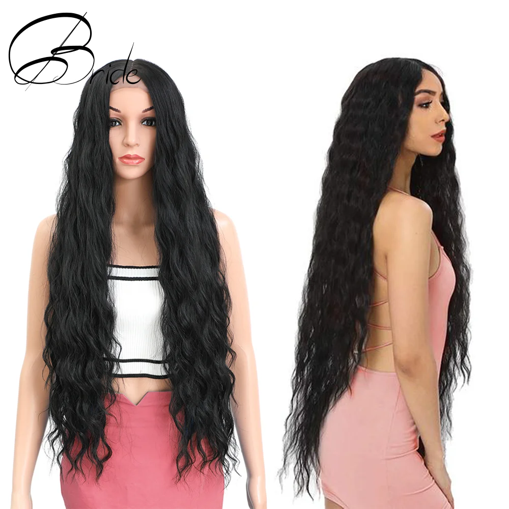 Парики для невесты с волнистыми волнами Женские синтетические парики длинные