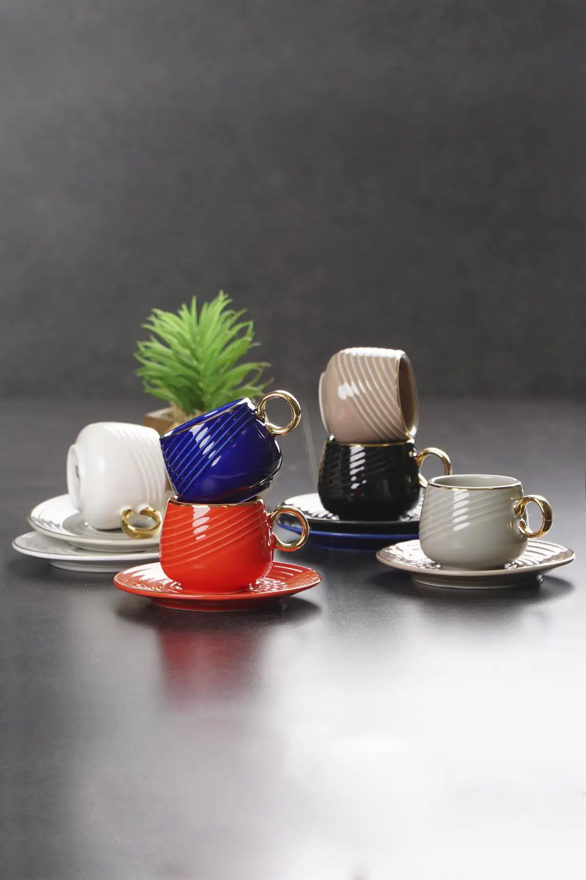

6-Piece Porcelain Coffee Cup Set, Small Coffee Cup, Turkish Coffee Cup, Porcelain Espresso Cup 6-Piece Porcelain Coffee Cup Set
