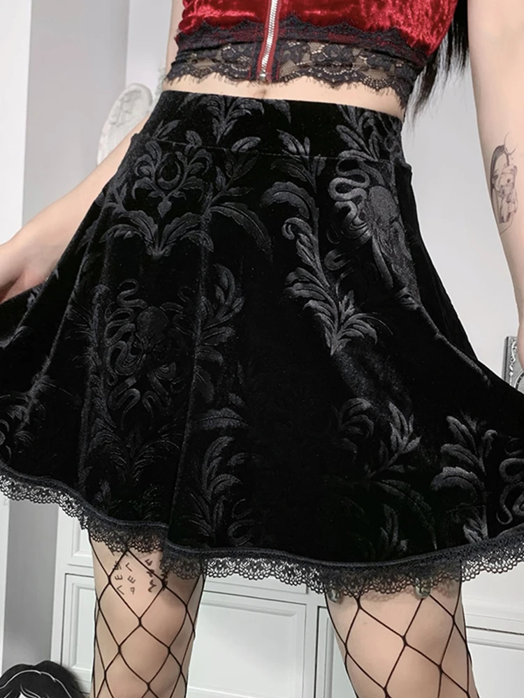 Женская Вельветовая юбка InsDoit Mall короткая с высокой талией винтажным кружевным