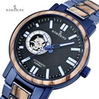 Часы мужские механические из нержавеющей стали с автоподзаводом и деревянным ремешком