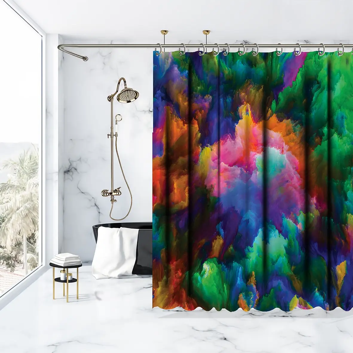 Занавеска для душа креативное абстрактное искусство деревья лес Горный пейзаж