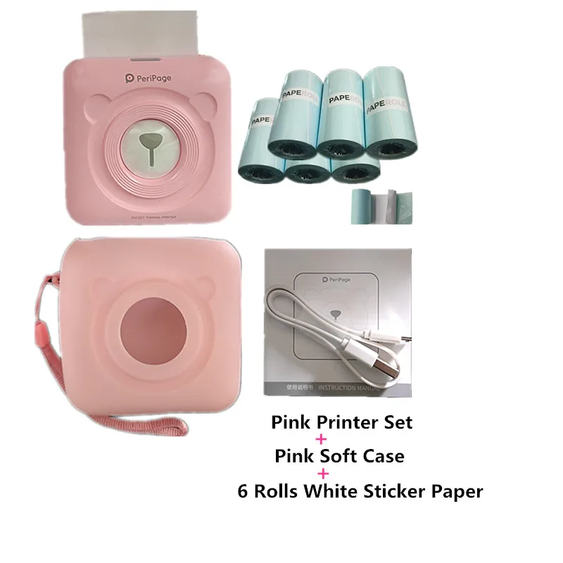 GOOJPRT PeriPage Mini 58mm 203 DPI Pink Portable Thermal Printer Pocket Photo Bluetooth Connection With Mobile Phone Android iOS |