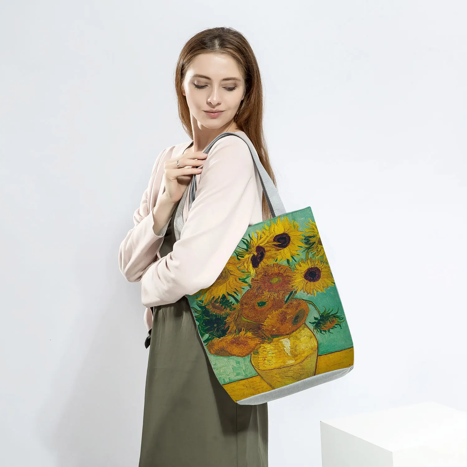 Многоразовые сумки-тоуты с принтом птиц и цветов продуктовая сумка на плечо