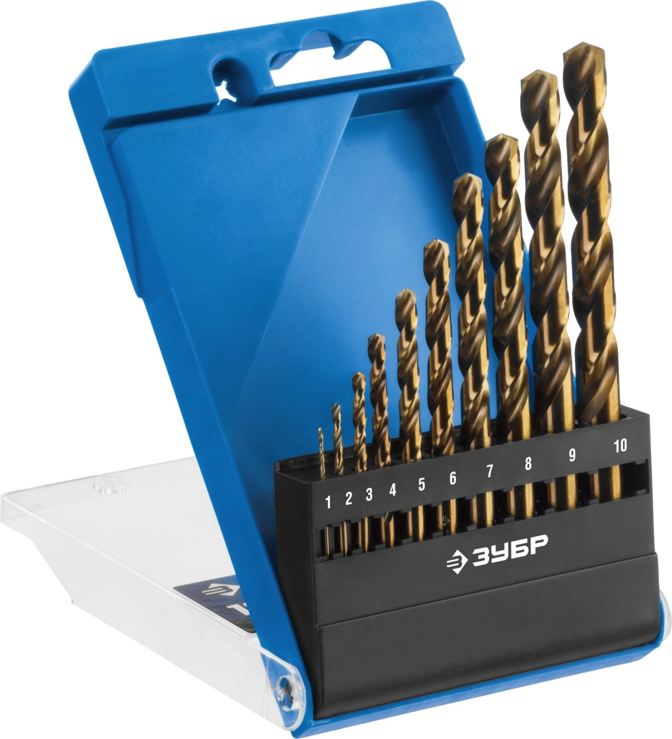 ЗУБР КОБАЛЬТ 10шт(1-10мм) Набор сверл по металлу сталь Р6М5К5 класс А |