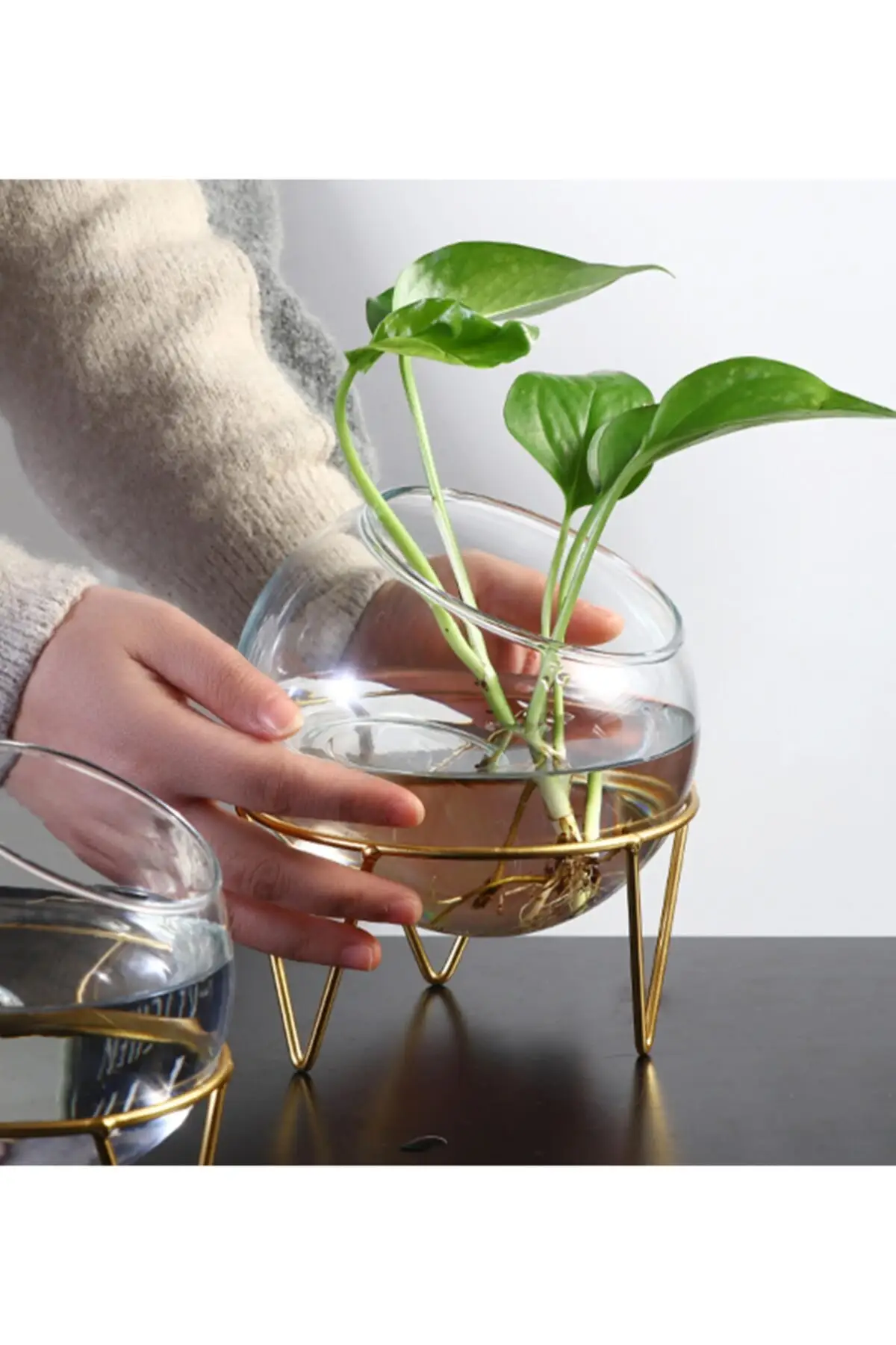 

Presentation Decorative Vase Wrought Iron Scandinavian Gold Aquarium Fruit Container