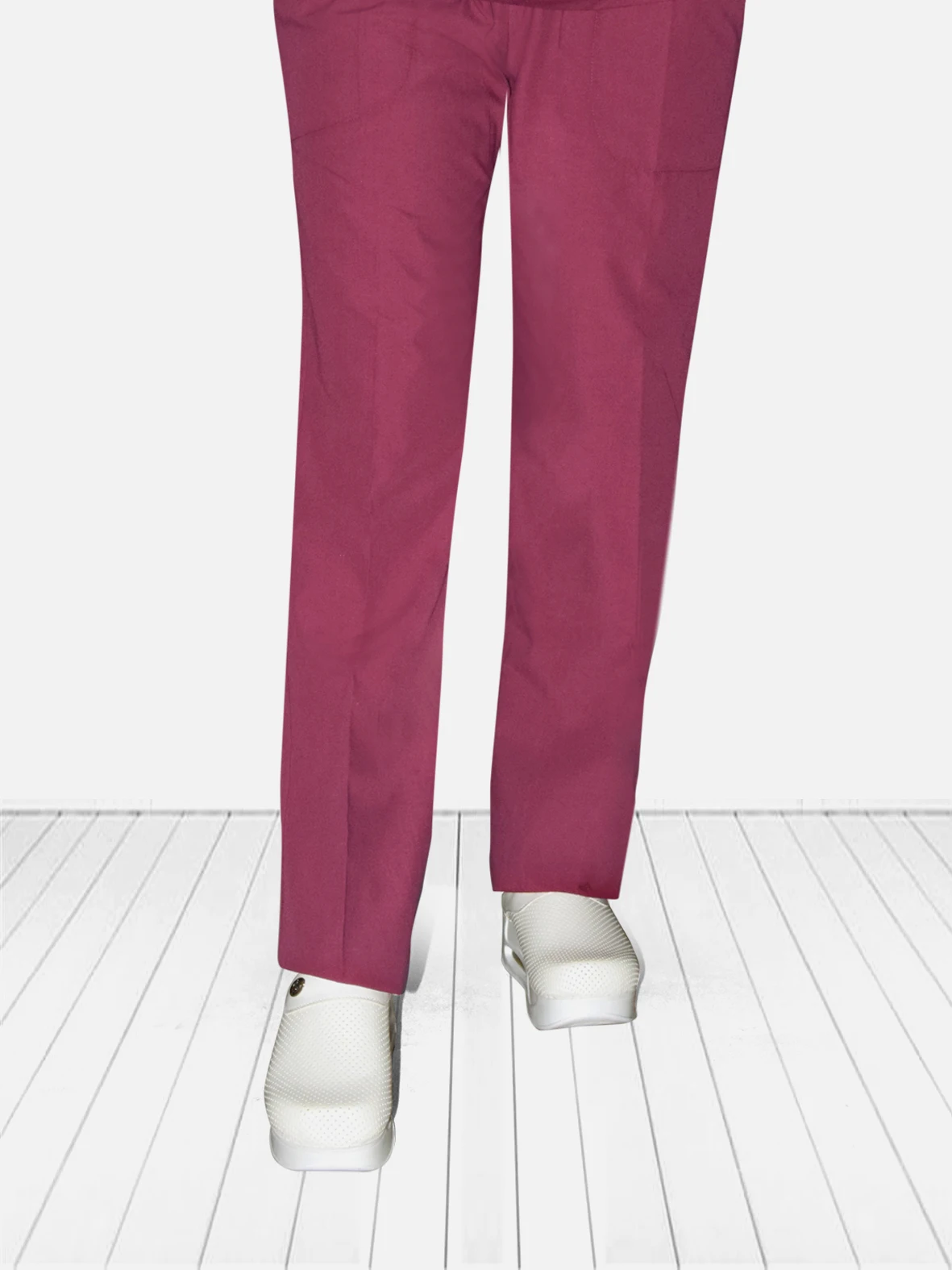 

Burgundy Color Bottom Pants Cotton Polyester Terry Cotton Standard Unisex Pattern Men Women Business Hospital Pants